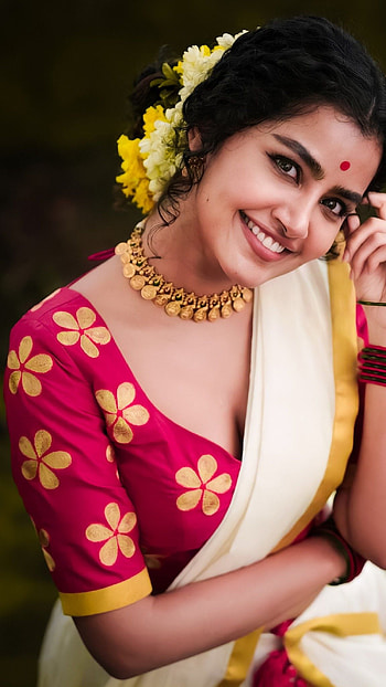 Anupama parameshwara, malayalam actress, saree beauty, model HD phone wallpaper