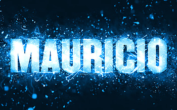 Happy Birtay Mauricio, , blue neon lights, Mauricio name, creative, Mauricio Happy Birtay, Mauricio Birtay, popular american male names, with Mauricio name, Mauricio HD wallpaper