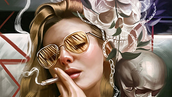 Girl Smoking Glasses, fantasy-girls, smoking, artist, artwork, digital-art, deviantart HD wallpaper