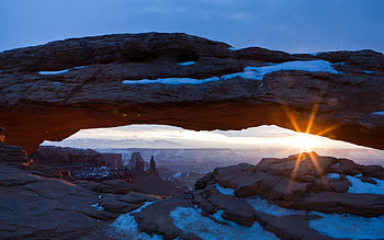 Sunset Archway, rock, daylight, day, light, arch, canyon, clouds, nature, sky, sun, sunset HD wallpaper