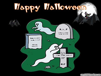 Halloween Theme, full moon, halloween, ghosts, graveyard, bats HD wallpaper