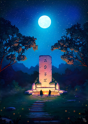 Art, Night, Moon, Inscription HD phone wallpaper
