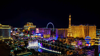 Las Vegas Skyline, Helicopter tour, Vibrant nightlife, Iconic Strip HD wallpaper