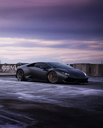 Black, sports ca, Lamborghini Huracan HD phone wallpaper