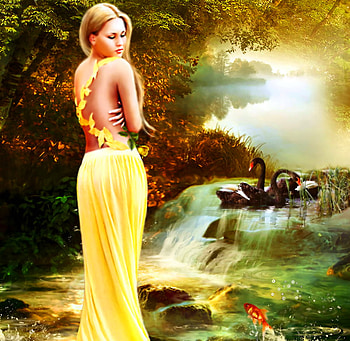 Fantasy world, world, girl, nature, fantasy HD wallpaper