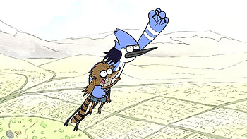 : Mordecai and Rigby Flying - Regular Show Adventure, TV Show, Regular Show, Mordecai (Regular Show), Rigby (Regular Show), flying HD wallpaper