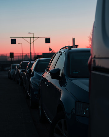 Sunset, Sky, Cars, Traffic HD phone wallpaper