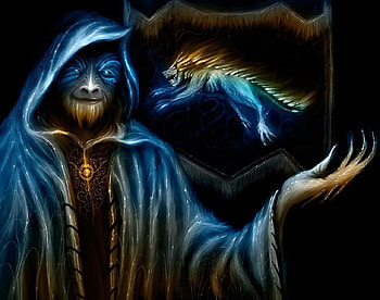 Shaman, art, animals, man, hood HD wallpaper