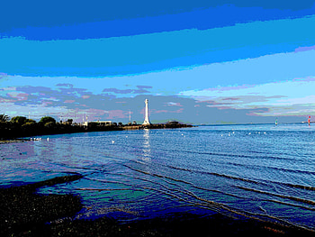 Blue Beach, WInter, Beach, Water, Sky, Blue, Lighthouse HD wallpaper