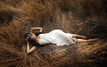 Lovely Girl, grass, model, lying, woman HD wallpaper