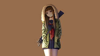 Cute, anime girl, soldier, original, art HD wallpaper