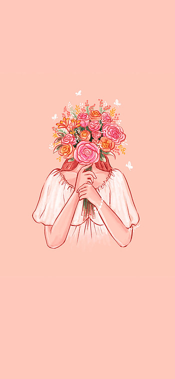 Girl and flower, pink, petal HD phone wallpaper