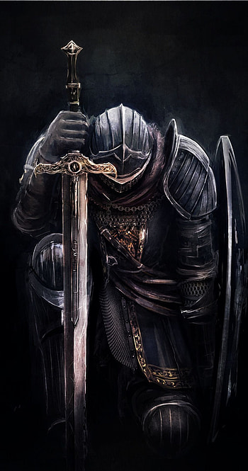 knight kneeling with sword - Google HD phone wallpaper