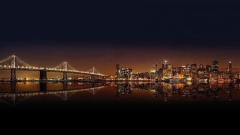 Oakland Skyline, Bay Bridge, Cityscape lights, World 5019 HD wallpaper
