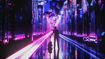 City Lights, Music, Art, Silhouette, Neon, Guitar, Guitar Player, Guitarist HD wallpaper