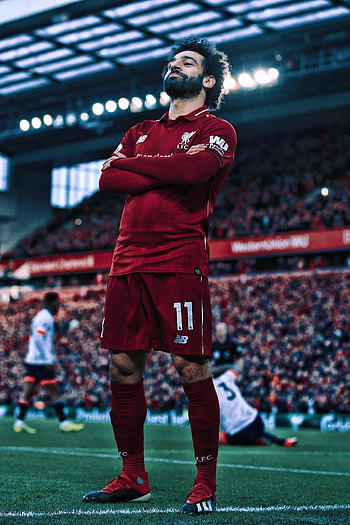 Mohamed Salah, Fan tribute, S A L A H spelled out, Iconic pose HD phone wallpaper