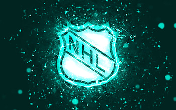 NHL turquoise logo, , turquoise neon lights, National Hockey League, turquoise abstract background, NHL logo, cars brands, NHL HD wallpaper