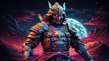 Modern Samurai, samurai, neon, warrior, Japan HD wallpaper