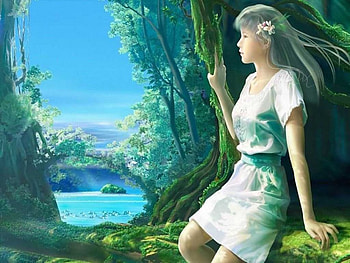~Awaiting.....~, girl, nature, abstract, fantasy HD wallpaper