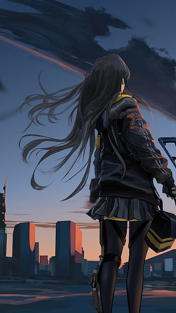 anime girl 2, alone, art, air, building, colorful HD phone wallpaper