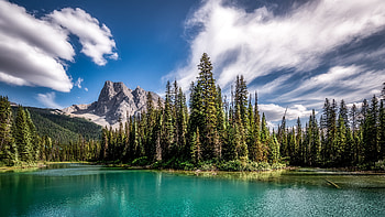 Nature, Sky, Mountains, Lake, Forest, Fir, Spruce HD wallpaper