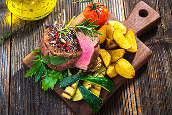 Meal, fruits, food, meat HD wallpaper