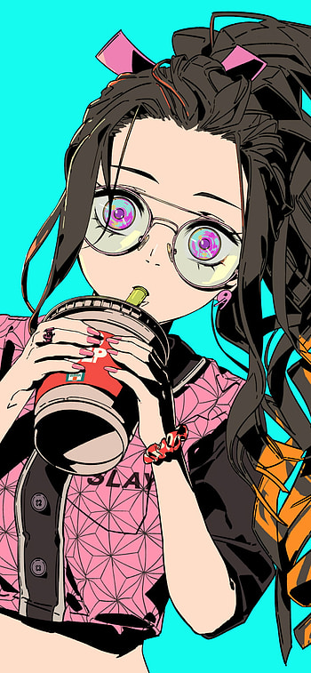 Nezuko Neon Sip | Demon Slayer Chill | Anime Nezuko | Bubble-Tea Nezuko, Nezuko Kamado, Anime, Demon Slayer: Kimetsu no Yaiba HD phone wallpaper