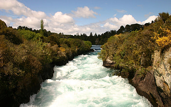 Nature, Rivers, Grass, Waterfall HD wallpaper