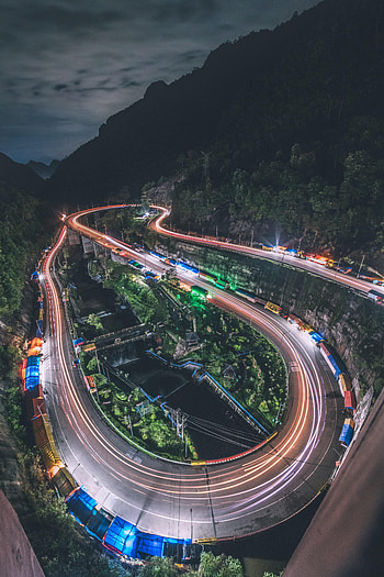 Cities, Night, Road, Long Exposure, Glow HD phone wallpaper