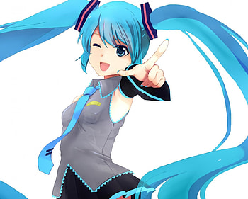 You Bet!!!, anime, hatsune miku, wink, blue hair, vocaloid HD wallpaper