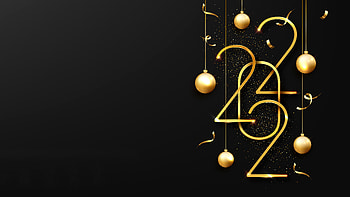 Decoration Golden Balls Ornaments 2022 Black Background 2022 HD wallpaper