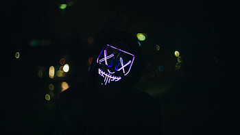 Violet, Dark, Neon, Mask, Purple, Human, Person HD wallpaper