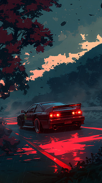 Enigmatic Drive: Car for Your , vehicle, car, night, scenery, Digital Art HD phone wallpaper