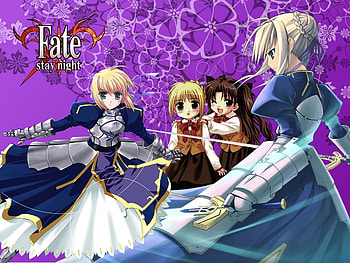 Saber, rin, chibi, fate stay night HD wallpaper