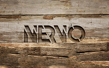 Nervo wooden logo, , wooden backgrounds, music stars, Nervo logo, Miriam Nervo, Olivia Nervo, creative, wood carving, Nervo HD wallpaper