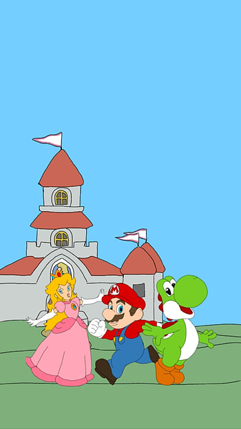 Mario bros, art, princesspeach, yoshi, cartoon, peach, mariobros, supermario HD phone wallpaper