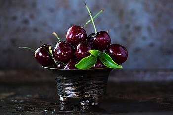 Sweet Cherry, Food, Cherry, Drops, Berries, Bowl, Ripe HD wallpaper