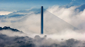 Puente Centenario, Centennial bridge, Panama, Sky, clouds, modern architecture HD wallpaper
