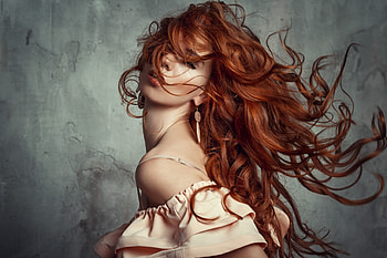 Redhead, model, liliya nazarova, wind, girl, woman HD wallpaper