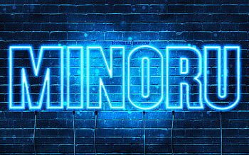 Happy Birtay Minoru, , blue neon lights, Minoru name, creative, Minoru Happy Birtay, Minoru Birtay, popular japanese male names, with Minoru name, Minoru HD wallpaper