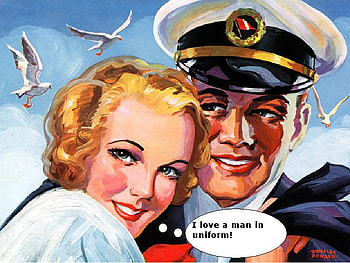 The Uniform Gets The Girl, retro, seagulls, woman, man HD wallpaper