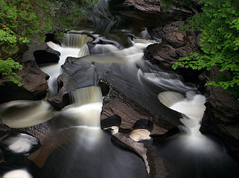 beauty of nature, trees, waterfalls, water, rocks, forest HD wallpaper