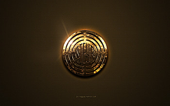 Steyr golden logo, artwork, brown metal background, Steyr emblem, Steyr logo, brands, Steyr HD wallpaper