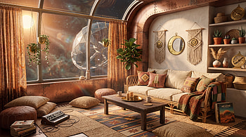 Boho Interior Oasis —, Living Room, Sofa, Coffee Table, Window HD wallpaper
