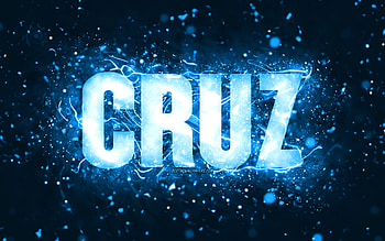 Happy Birtay Cruz, , blue neon lights, Cruz name, creative, Cruz Happy Birtay, Cruz Birtay, popular american male names, with Cruz name, Cruz HD wallpaper