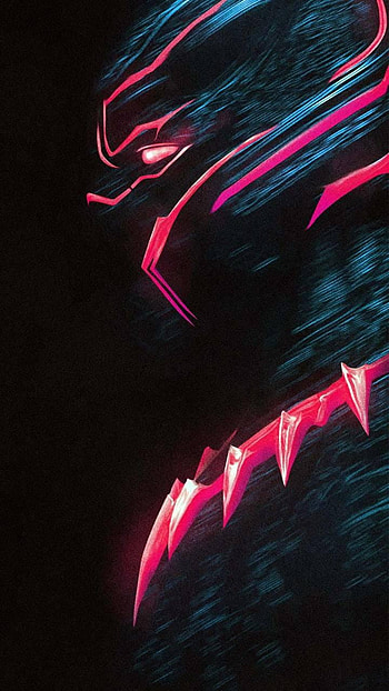 Red neon black Panther, magenta, animals HD phone wallpaper
