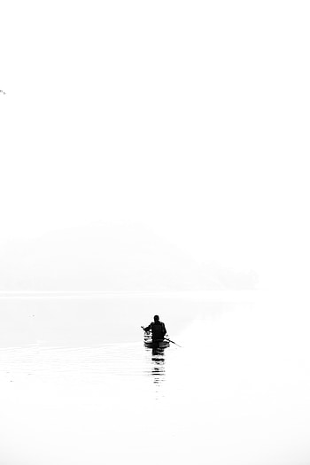 Silhouette, Minimalism, Bw, Chb, Boat HD phone wallpaper