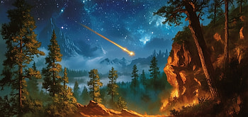 Shooting Star Over a Starry Sky: for Nature Lovers, shooting star, starry sky, forest HD wallpaper