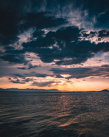 Nature, Mountains, Sea, Clouds, Shore, Bank, Ripples, Ripple, Sunlight, Sun Rays HD phone wallpaper