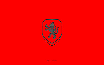 Czech Republic national football team, red background, football team, emblem, UEFA, Czech Republic, football, Czech Republic national football team logo, Europe HD wallpaper